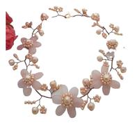 ICXLPMC Collar envolvente de flores de cuarzo rosa con perlas naturales de agua dulce hecho a mano