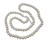ICXLPMC Collar largo con cadena for suéter de perlas de agua dulce, redonda, blanca, joyería clásica elegante de 36"