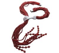 ICXLPMC Collar largo de ágata roja de 8 hebras con colgante de pavé de circonita cúbica de 19'