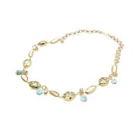 ICXLPMC Collar largo de cadena chapada en oro con pavé de Larimar azul perla Biwa blanca cultivada de 30"