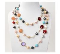 ICXLPMC Collar largo de cristal de perlas de concha de mar multicolor de 56"