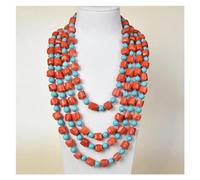 ICXLPMC Collar largo de joyería, collar de cuentas de turquesas azules, Coral, naranja, rosa, 100 pulgadas for mujer