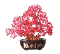 ICXLPMC Colorful Heart-Shaped Crystal Cluster Base Amethyst Lucky Tree Purple Gemstone Trees Feng Shui Home Decor Can be Used for,red-16X6X16CM
