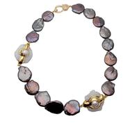 ICXLPMC Conector de cuentas de perlas blancas de cuarzo, collar de perlas Keshi negras cultivadas en agua dulce, joyería hecha a mano