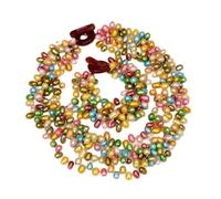 ICXLPMC Conjuntos de collar y pulsera de perlas cultivadas de agua dulce de 5 hebras, joyería de varias filas hecha a mano for mujer