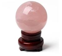ICXLPMC Crystal Sphere Rose Quartz Rare Protective Power Stone Ball for Decoration, Feng Shui, Hand-Made,2.4"