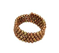 ICXLPMC Cultured Coffee Potato Round Pearl Bangle Bracelet Fashion Jewelry For Women