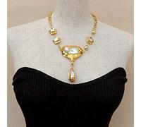 ICXLPMC Cultured White Keshi Flower Freshwter Pearl Gold color Chain pendant Necklace 20"