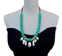 ICXLPMC Cultured White Keshi Pearl Biwa Pearl Charm Necklace 24'
