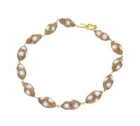 ICXLPMC Cultured White Keshi Pearl Yellow Plated Oval Nugget Beads Necklace Lady Women Gift Jewelry