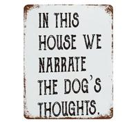 ICXLPMC Dog Quote Metal Tin Sign We Narrate The Dogs Thoughts Funny Wall-Art For Dog Lovers Home Decor 8 X 12 in