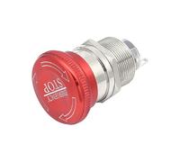 ICXLPMC Emergency Stop Switch 16mm Red Mushroom Head with Arrow Emergency Stop Metal Push Button Switch Self-Locking/Latching Waterproof Dustproof(More Stop,6Pin 2NO2NC)