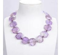 ICXLPMC Faceted Purple Ametrine Gems Stone Rectangle Necklace Amethyst Clasp For Women Lady Jewelry