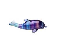 ICXLPMC Fluorite Dolphin Figurine - 4.1 × 2 in Hand-Carved Colorful Crystal Sculpture for Home Office Desk Décor