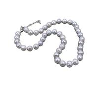 ICXLPMC Freshwater Cultured Silver Gray Potato Pearl Choker Necklace 17" Lady Jewelry