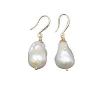 ICXLPMC Freshwater Cultured White Keshi Baroque Pearl Necklace Bracelet Earrings Sets For Women Lady Fashion (Earrings)