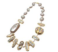 ICXLPMC Gargantilla chapada en oro amarillo con perlas blancas de agua dulce de 20"