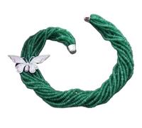 ICXLPMC Gargantilla de Jade verde facetado de 20 "y 13 soportes, collar con circonita cúbica, conector de mariposa pavé