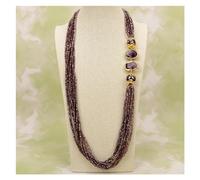 ICXLPMC Gemas de pepita de amatista de 36 pulgadas, cristal de Murano púrpura, collar largo de cristal púrpura hecho a mano, joyería de uso diario for mujer