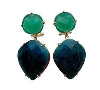ICXLPMC Green Agate Blue Apatite Stone Dangle Stud Earrings Earrings