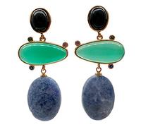 ICXLPMC Green agate Blue Oval Sodalite pave Gold filled Stud Earrings classic for women
