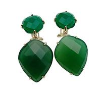 ICXLPMC Green Agate Earrings For Women Long Drop Gemstones