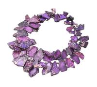 ICXLPMC Heavy Jewelry 22'' 2 Rows Purple Sea Sediment Imperial Jaspers Crystal Necklace For Women