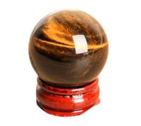 ICXLPMC Home Decor Crystal Ball with Base, Tiger's Eye Gemstone Sphere,Feng Shui Divination for Living Bedroom Office Display,Festival Gift,1.18"(3cm)