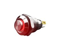 ICXLPMC Interruptor pulsador metálico de 10 mm con indicador LED Rojo, autorreinicio momentáneo, 4 Pines, Cabezal Alto, 1,8 V