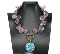 ICXLPMC Jewelry Purple Amethyst Blue Necklace Black Paved Pendant Lady Fashion Gifts