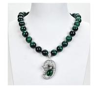 ICXLPMC Joyería 14mm redondo verde tigres ojo pavé collar colgante 18'