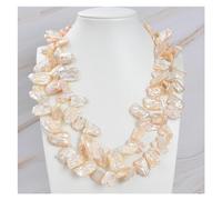 ICXLPMC Joyería 19 "2 hebras 18 mm rosa Biwa Keshi collar de perlas lindo for las mujeres