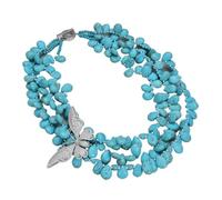 ICXLPMC Joyería 19" 3 hebras collar turquesa pavé conector