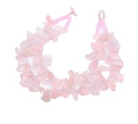 ICXLPMC Joyería 2 filas Cuarzo rosa Collar de gargantillas de cristal rosa facetado áspero for mujer