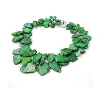ICXLPMC Joyería 22'' 2 hebras collar de cristal de jaspe de sedimento marino verde for mujer