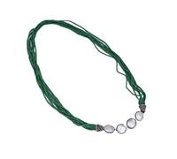 ICXLPMC Joyería 37 "7 hebras de cristal verde pavimenta el collar de perlas Keshi de moneda blanca