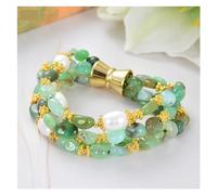 ICXLPMC Joyería 4 hebras verde crisoprasa cultivada arroz perla pulsera 8.5 pulgadas