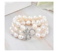 ICXLPMC Joyería 8 '' 3 hebras pulsera de perlas de arroz Cierre