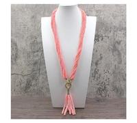ICXLPMC Joyería 8 filas 4mm Coral Rosa múltiples líneas collar colgante Coral colgante pendientes conjuntos for mujeres joyería regalos (Necklace)