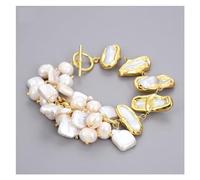 ICXLPMC Joyería 8 ''pulsera de cadena de perlas de patata perla Biwa Keshi blanca de agua dulce envío gratis