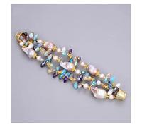 ICXLPMC Joyería 8 "pulsera de cristal multicolor de perlas barrocas Keshi púrpura de 3 hebras for mujeres