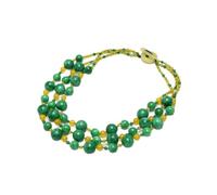 ICXLPMC Joyería Collar de jades verdes amarillos Collar de gargantillas de jade redondo de múltiples hebras 21 ''para mujeres