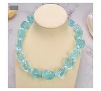 ICXLPMC Joyería Collar de pepita en bruto de cristal azul claro de 20 "y 25 mm
