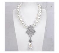 ICXLPMC Joyería Collar de perlas de concha de mar blanca de 18.0 in con colgante de circonita cúbica de nube propicia