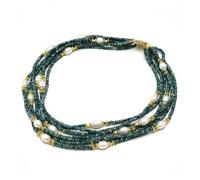 ICXLPMC Joyería de 7 hebras de agua dulce, arroz, pera facetada, Rondelle, rubí, collar de Jade verde, 20 pulgadas, hecho a mano for mujeres