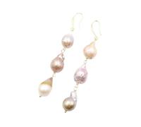 ICXLPMC Joyería de agua dulce cultivada púrpura Keshi perla collar pulsera pendientes conjuntos for dama moda (Earrings)