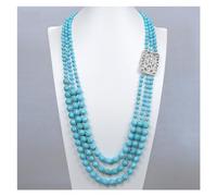 ICXLPMC Joyería Facetada Redonda Azul Turquesa Abrigo Cadena Collar Largo Étnico for Mujer