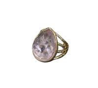 ICXLPMC Joyería Gemas reales Amatista púrpura Facetada Forma de trillón Anillo en forma de lágrima Anillos chapados en oro Ajustable for regalos de dama