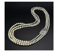 ICXLPMC Joyería Perla 28''-32'' 3 Hebras Perla Blanca Conector Collar for Mujer