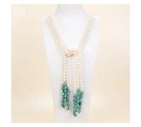 ICXLPMC Joyería Perla 3 Hebras 44 "Collar Lariat de Agua Dulce Perla Azul Turquesa